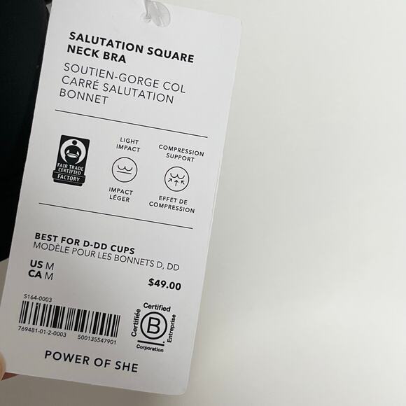 Athleta Salutation Square Neck Bra Womens Medium Black D DD Cups Activewear - Picture 5 of 8